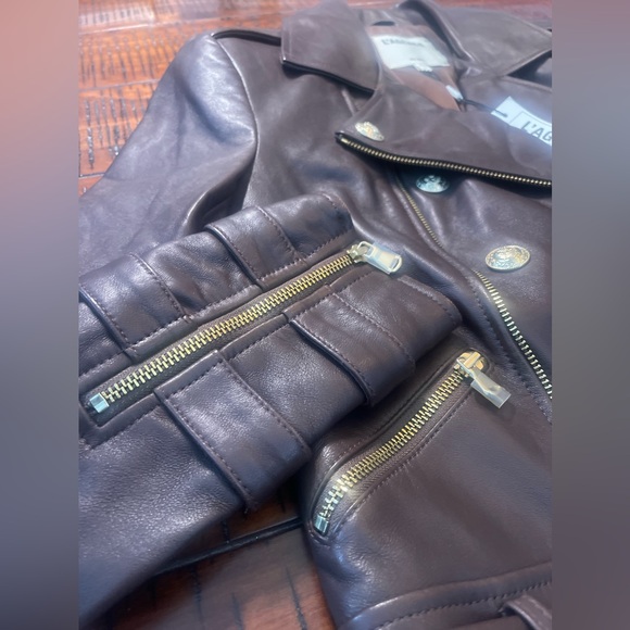 NWT - L’AGENCE Billie Belted Leather Jacket - Size Small - Brown Lambskin - Picture 11 of 16